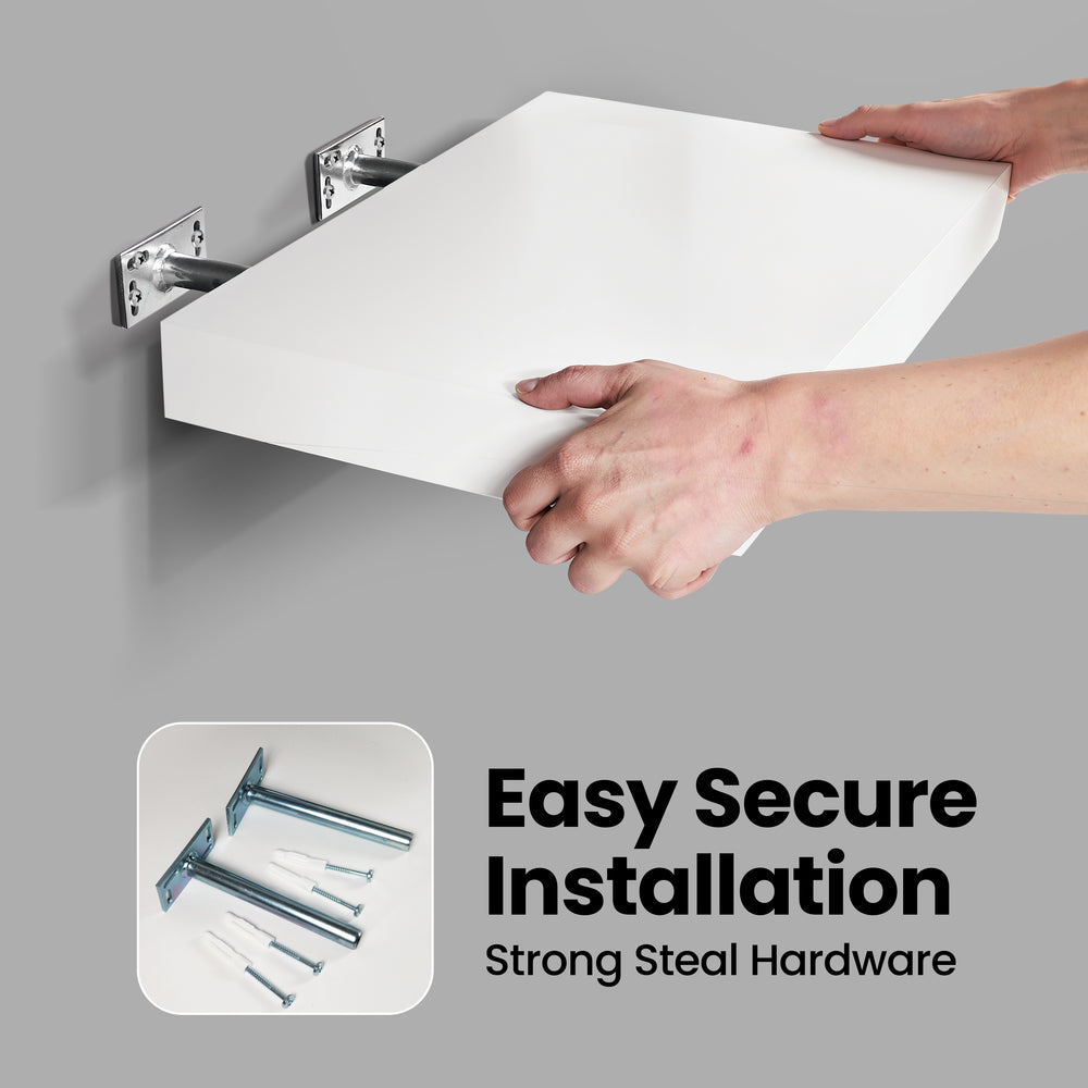 Bathroom Wall Shelf - 2 Inch Thick Floating Bathroom Shelves with Deep Shelf
