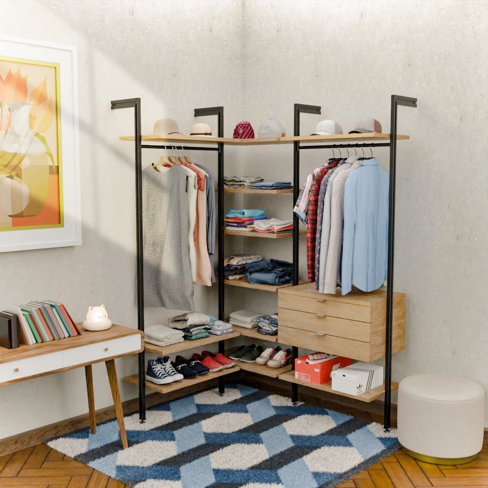 Corner Wardrobe Closet  Wardrobe With Drawers CLOS-IT W-309