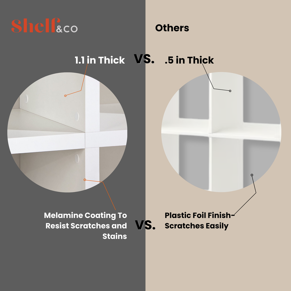 5 Cube Storage Unit – Thick Boards, Scratch-Resistant, Modular Cube Shelf BOON Cube Storage Shelf Rectangular 1x5