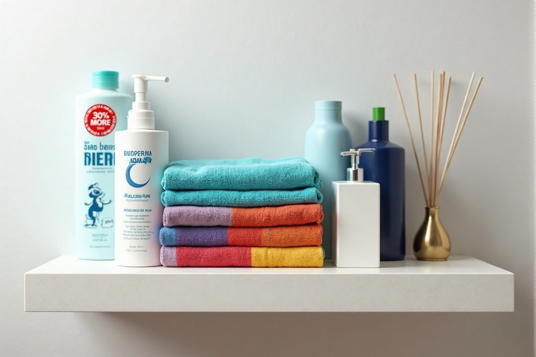 Bathroom Wall Shelf - 2 Inch Thick Floating Bathroom Shelves with Deep Shelf