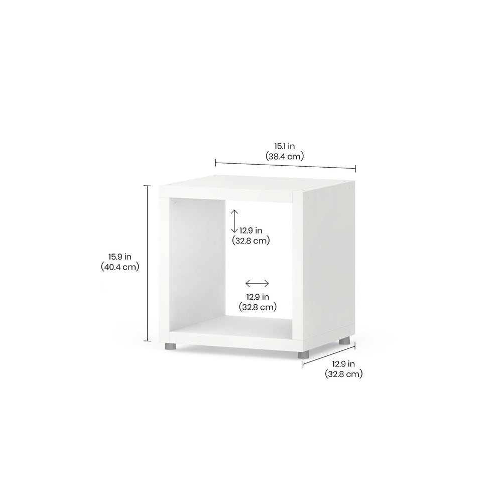 BOON Cube Storage Shelf Square 1x1 Accessorized White with Grey Door