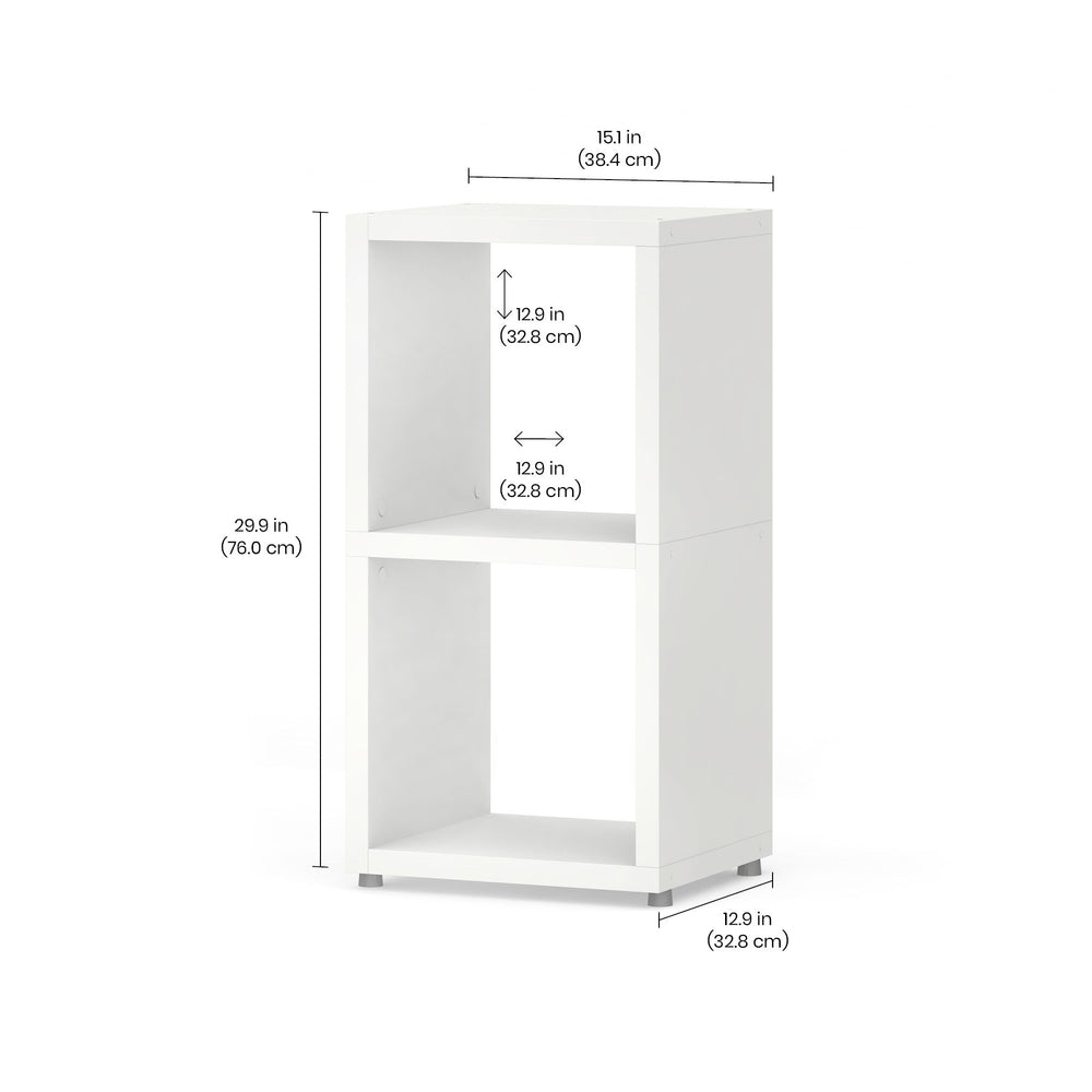 2 Cube Storage Organizer - Premium Melamine Finish Bookshelf with Interlocking Design BOON Cube Storage Shelf Square 1x2