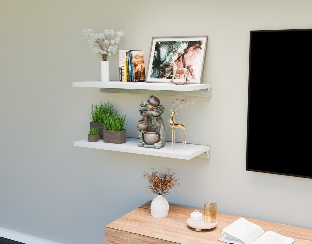 Sturdy Shelf and Bracket Kit With Stylish Supports - Ideal Bathroom, Kitchen, Living Room or Bedroom Shelves