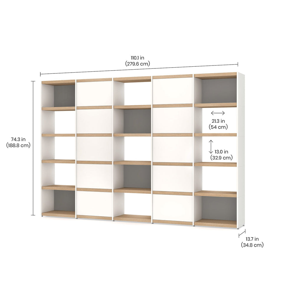 YOMO Modular Bookshelf 5x5 Accessorized with Blue