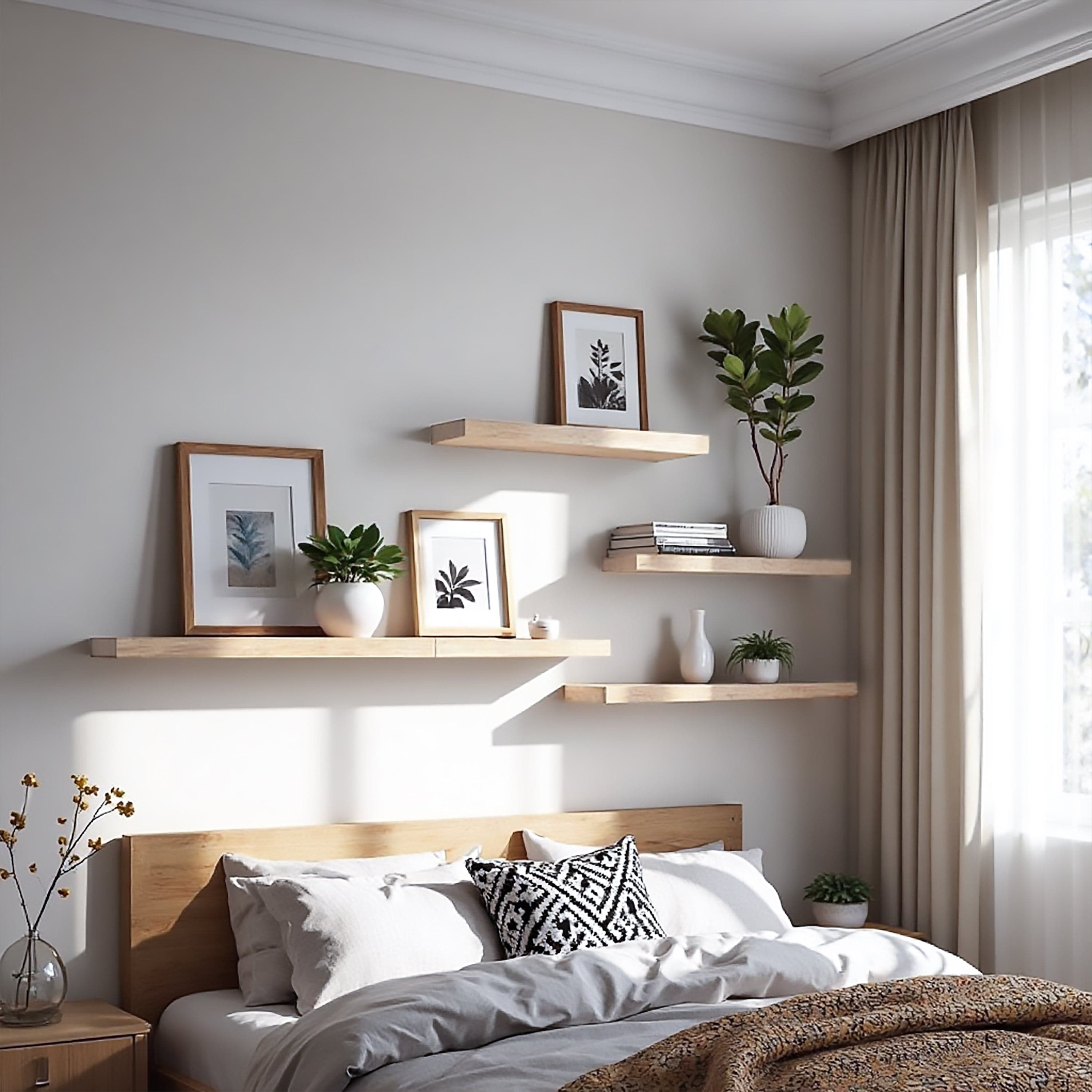 Floating Shelves for Bedroom - Sturdy Wall Shelves for Bedroom with Professional Modern Finish