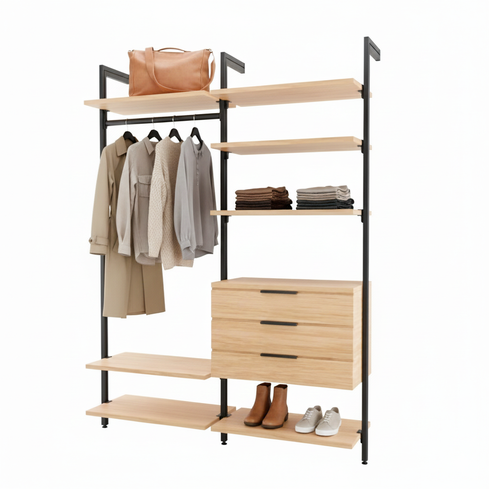 Wardrobe Closet with Drawers Open Wardrobe CLOS-IT W-204