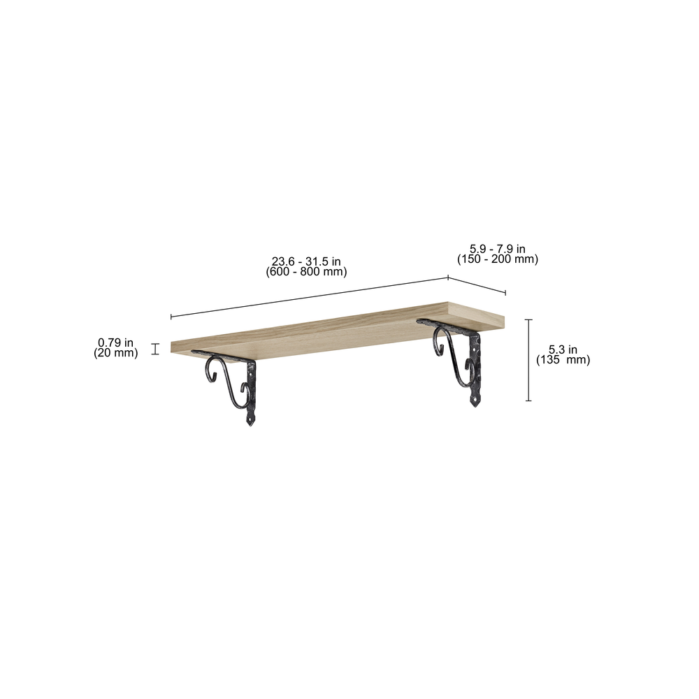 LITE FEELWOOD Shelf and ORNAMENT Bracket | Dimensions | Brushed Oak
